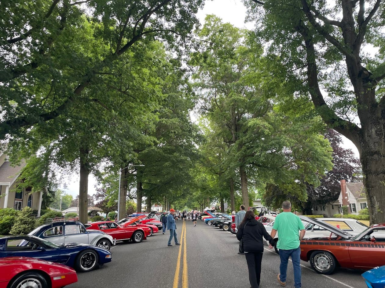 cars lined up along front street